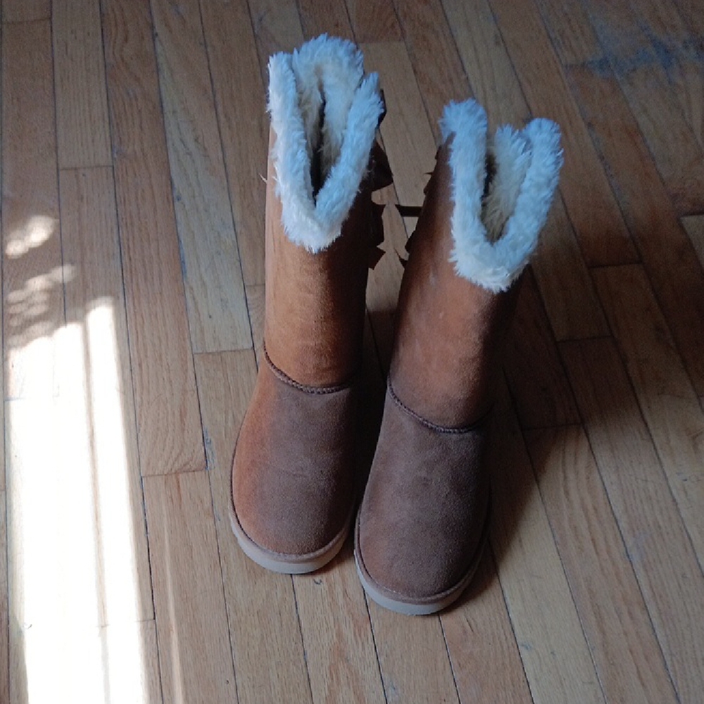 UGG Chestnut Suede Faux-Fur Mid-Calf Boots